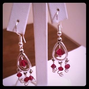 Red Chandelier Drop Dangle Earrings